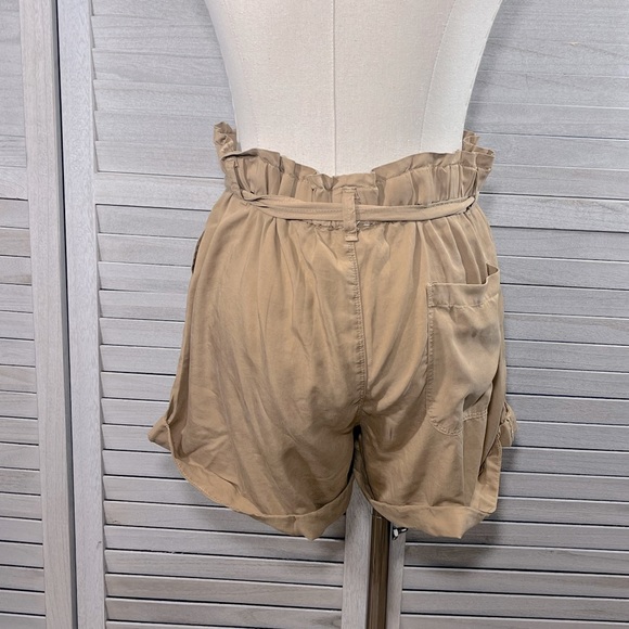 AERIE Camp Shorts w Paperbag Waist Tan-Medium - Picture 2 of 2